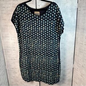 Tonlé‎ short sleeve T-shirt, tunic cover-up top ethically made blue teal cream
